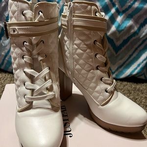 White heeled boots